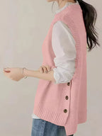 Audrey Pink knit sweater vest with sleeveless design and relaxed fit