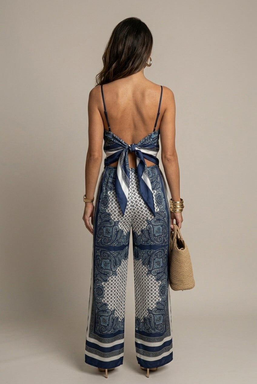 Ines Two-Piece Set Lace-Up Printed Casual
