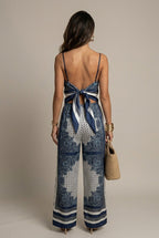 Ines Two-Piece Set Lace-Up Printed Casual
