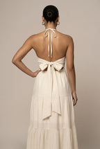Genevieve Maxi Dress Halter Tiered Bow-Back