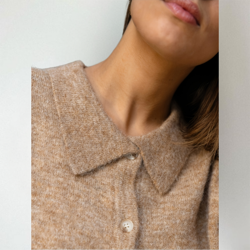 Bellamy Turn-Down Collar Cardigan, collar detail
