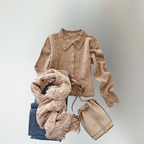 Bellamy Turn-Down Collar Cardigan, detail view