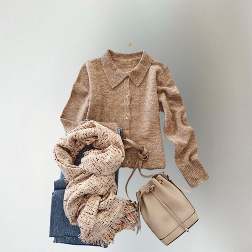Bellamy Turn-Down Collar Cardigan, detail view