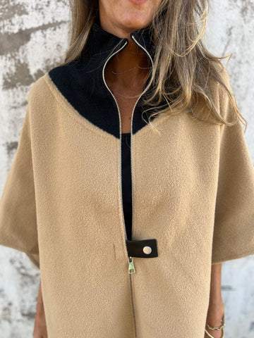 Bernadette Oversized Stand-Up Collar Zip Jacket, detail view 2