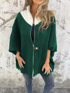 Bernadette Oversized Stand-Up Collar Zip Jacket, Green