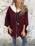 Bernadette Oversized Stand-Up Collar Zip Jacket, Red