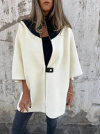 Bernadette Oversized Stand-Up Collar Zip Jacket, White