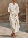 Bettina wrap blouse and midi skirt set, White