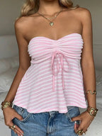 Blythe striped ruched tube top, view 2