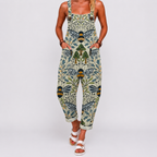 Botanical bee print jumpsuit full front view BELLA HUDSON