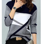 Brielle Black geometric colorblock top with contrasting diagonal panels and relaxed silhouette