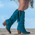 Cassidy Fringe Suede Western Boots, Blue