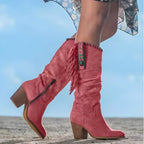 Cassidy Fringe Suede Western Boots, Red