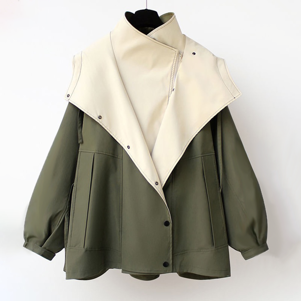 Celestine Relaxed Notch-Lapel Coat, Green styled