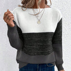 Colette Colour-Block Long-Sleeve Sweater, Black