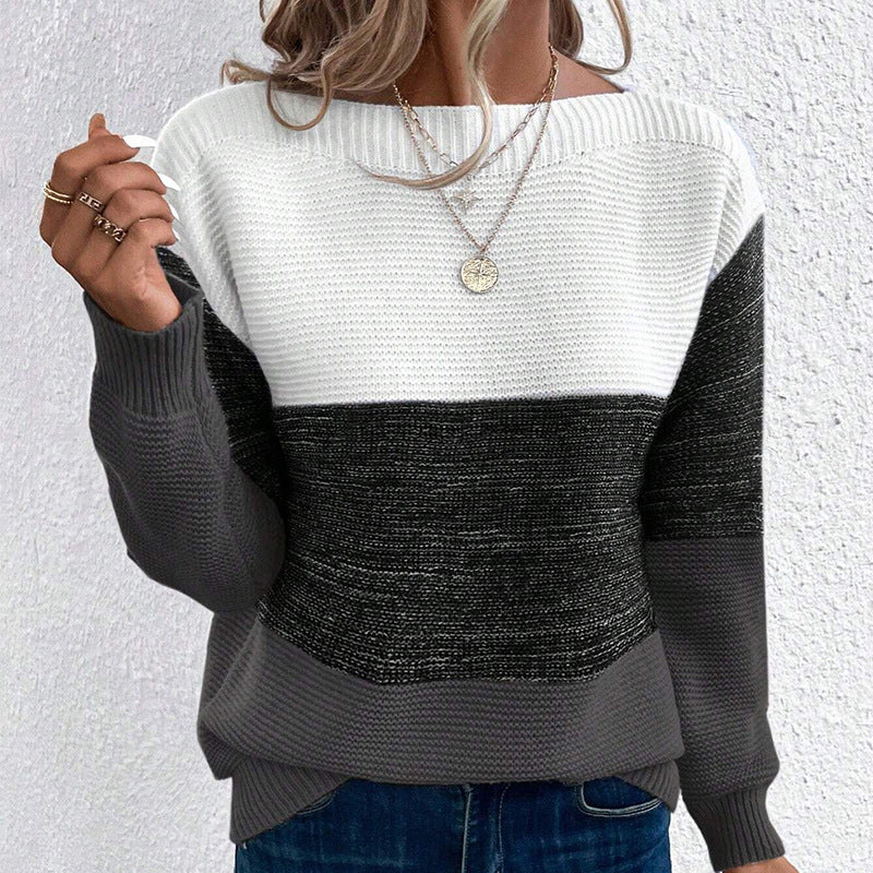 Colette Colour-Block Long-Sleeve Sweater, Black