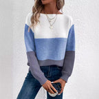 Colette Colour-Block Long-Sleeve Sweater, Blue
