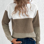 Colette Colour-Block Long-Sleeve Sweater, Brown