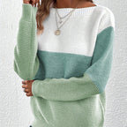 Colette Colour-Block Long-Sleeve Sweater, Green