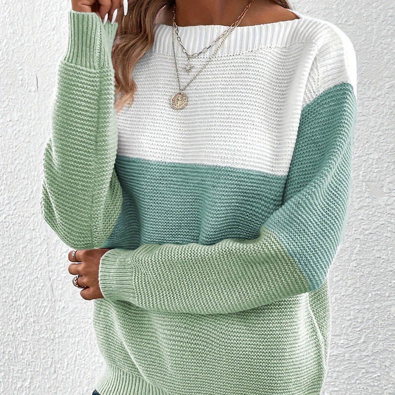 Colette Colour-Block Long-Sleeve Sweater, Green