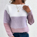 Colette Colour-Block Long-Sleeve Sweater, Purple