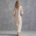Corinna striped V-neck front-slit maxi dress, back view