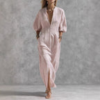 Corinna striped V-neck front-slit maxi dress, Pink