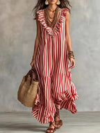 Corinne ruffle striped tiered maxi dress, view 1