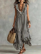 Corinne ruffle striped tiered maxi dress, view 2