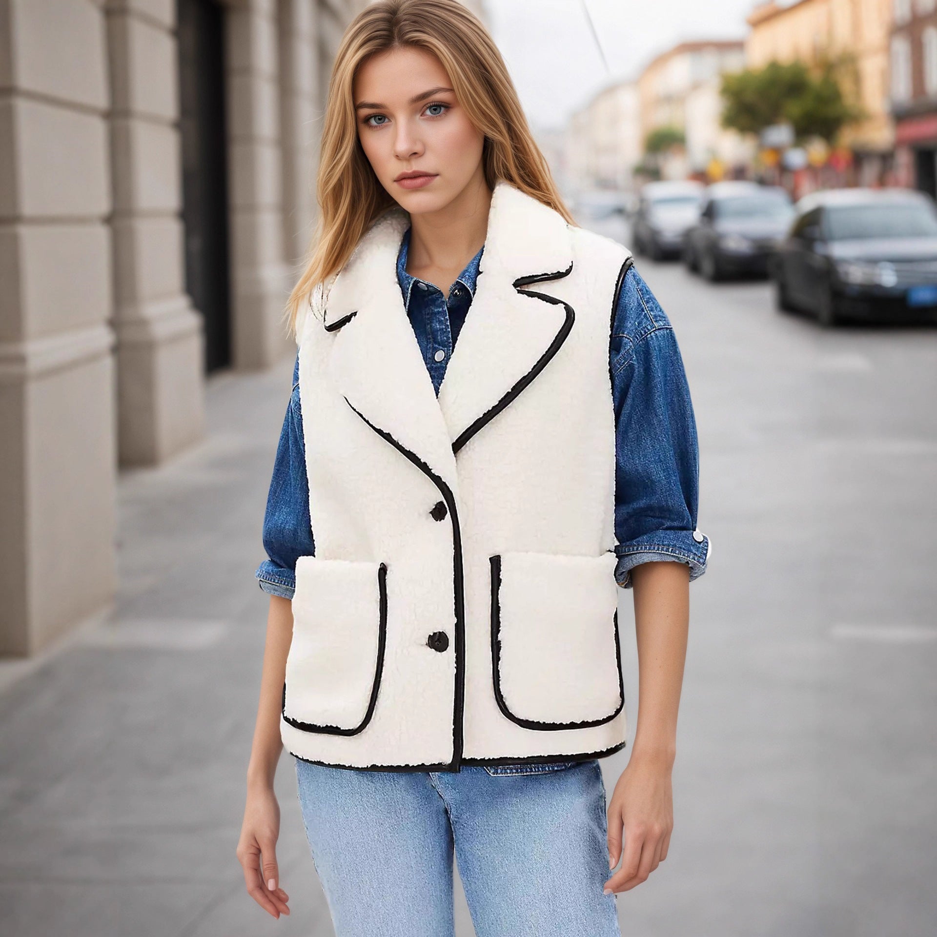 Corinne Structured Pocket Vest, pocket view