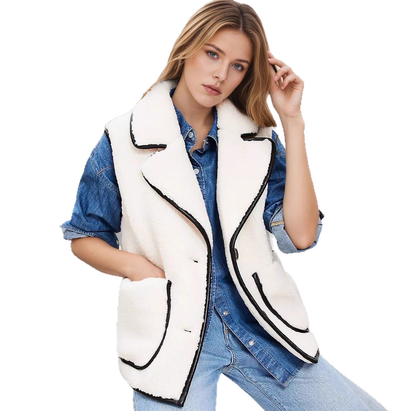 Corinne Structured Pocket Vest, styled view