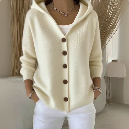 Cosette Hooded Knit Cardigan, Beige
