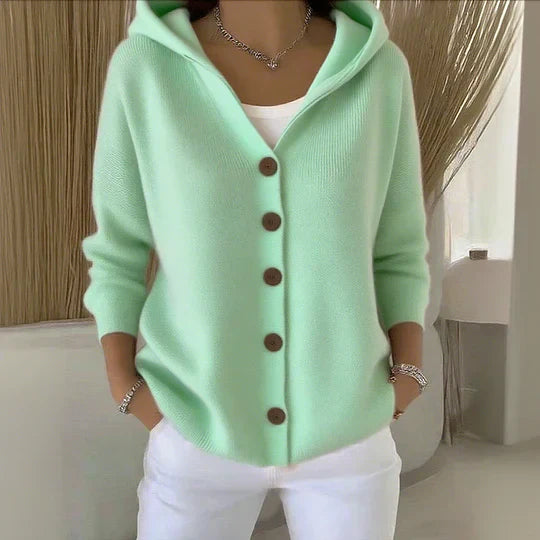 Cosette Hooded Knit Cardigan, Green