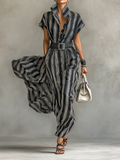Cosima striped shirt-style belted maxi dress, view 1