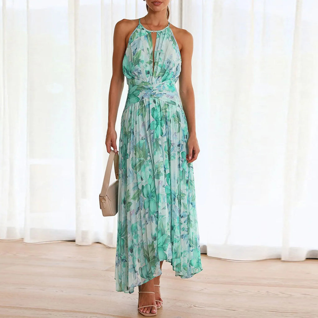 Damaris halter keyhole floral maxi dress, view 2