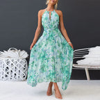 Damaris halter keyhole floral maxi dress, detail view