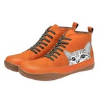 Delaney faux leather cat-print lace-up ankle boots, Orange