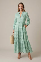 Delfina printed V-neck tiered maxi dress, Green