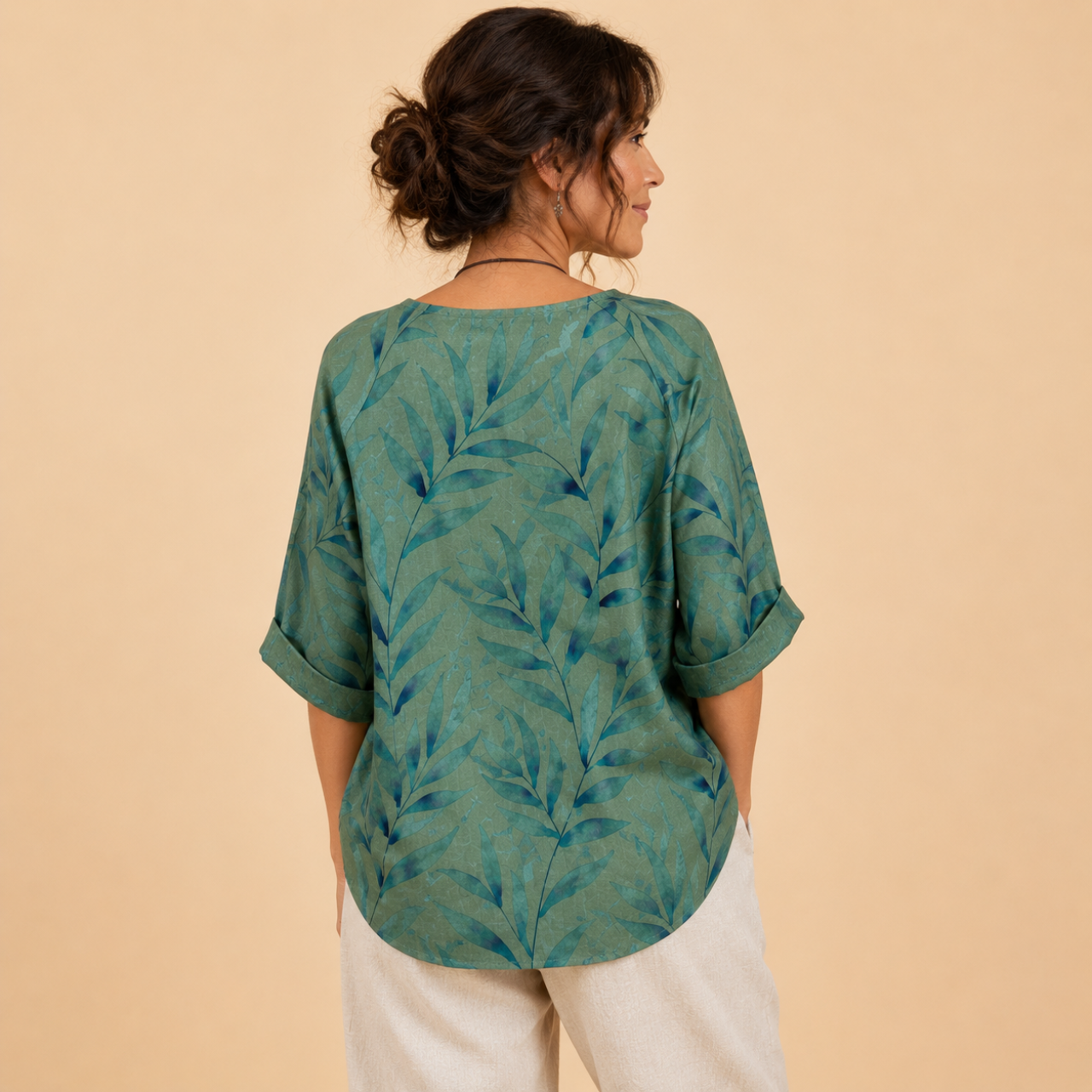 Della Lightweight Embroidered Linen Blouse - Back View - Designed by Bella Hudson