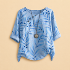 Della Lightweight Embroidered Linen Blouse - Blue - Designed by Bella Hudson