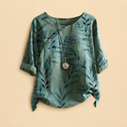 Della Lightweight Embroidered Linen Blouse - Front View - Designed by Bella Hudson