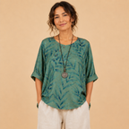 Della Lightweight Embroidered Linen Blouse - Full View - Designed by Bella Hudson