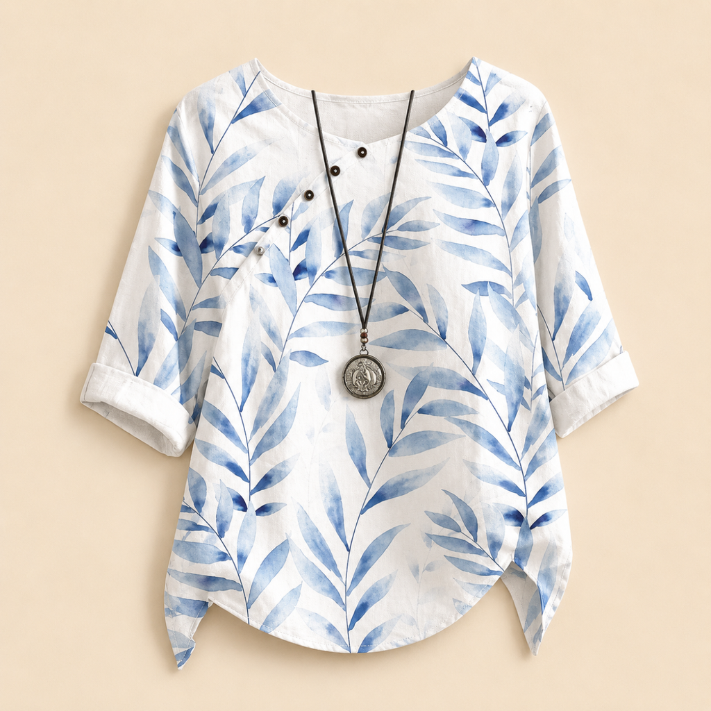 Della Lightweight Embroidered Linen Blouse - White - Designed by Bella Hudson