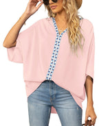 Delphine Boho Embroidered V-Neck Tunic, Pink