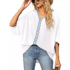 Delphine Boho Embroidered V-Neck Tunic, White