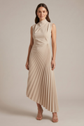 Isabela Maxi Dress Mock Pleated Sleeveless