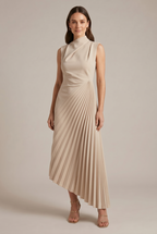 Isabela Maxi Dress Mock Pleated Sleeveless
