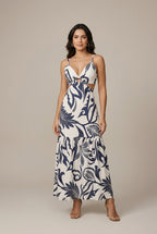 Elowen floral waist-tie cutout maxi dress, view 1