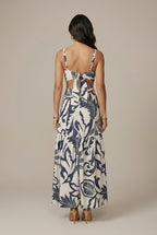 Elowen floral waist-tie cutout maxi dress, back view