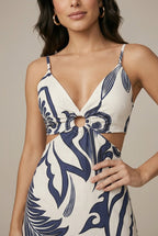 Elowen floral waist-tie cutout maxi dress, detail view